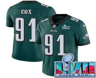 Men & Women & Youth Philadelphia Eagles #91 Fletcher Cox Limited Green Super Bowl LVII Vapor Jersey,We sell and wholesale Men & Women & Youth Philadelphia Eagles #91 Fletcher Cox Limited Green Super Bowl LVII Vapor Jersey on line form chian!